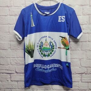 El Salvador‎ Jersey Mens M Orgullosamente Short Sleeve Blue White Proud ES
